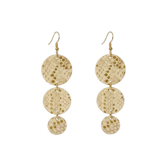 Mystic Gold Tan Triple Circle Leather Earrings