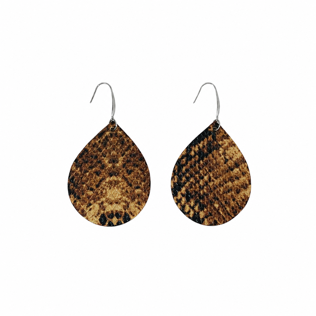 Latte Snake Leather Earrings