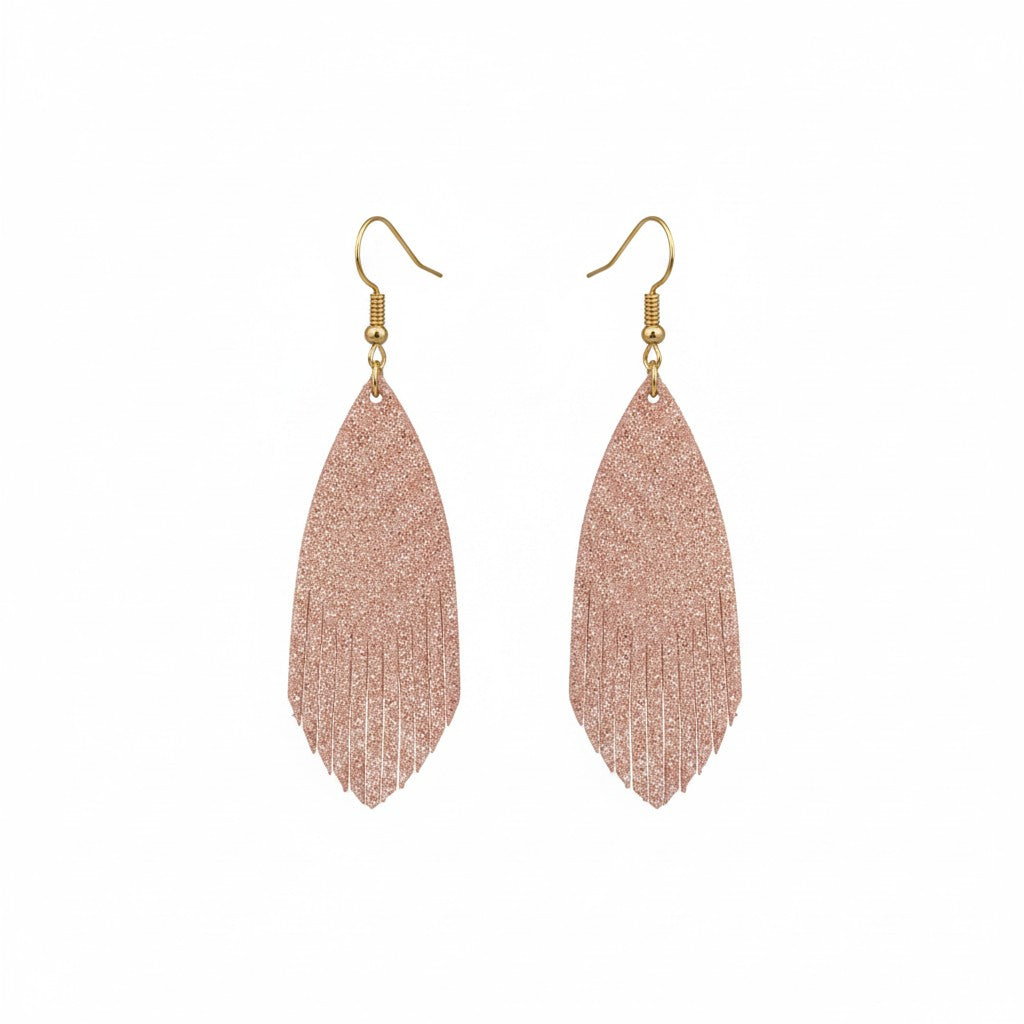 Rose Gold Leather Earrings - E19-1204