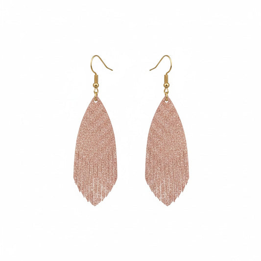 Rose Gold Leather Earrings - E19-1204