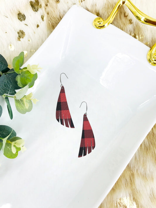 Mini Buffalo Plaid Leather Earrings - E19-1212