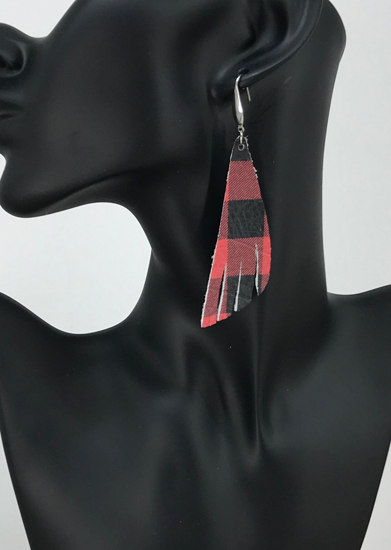 Mini Buffalo Plaid Leather Earrings - E19-1212