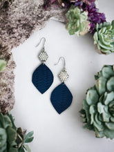 Load image into Gallery viewer, Blue Italian Fishtail Leather Earrings - E19-1220