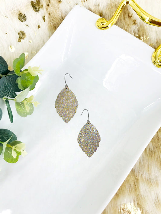 Silver Halo on Bananna Leather Earrings - E19-1221