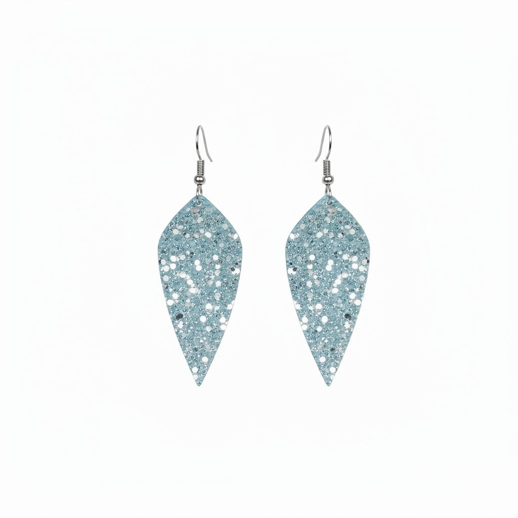 Exotic Teal Stingray Diamond Leather Earrings