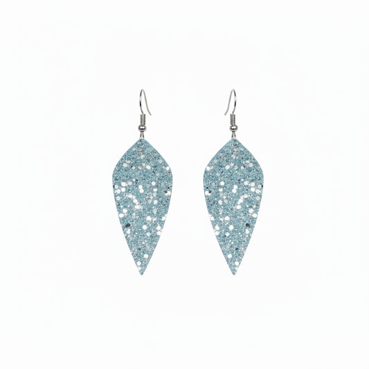 Exotic Teal Stingray Diamond Leather Earrings