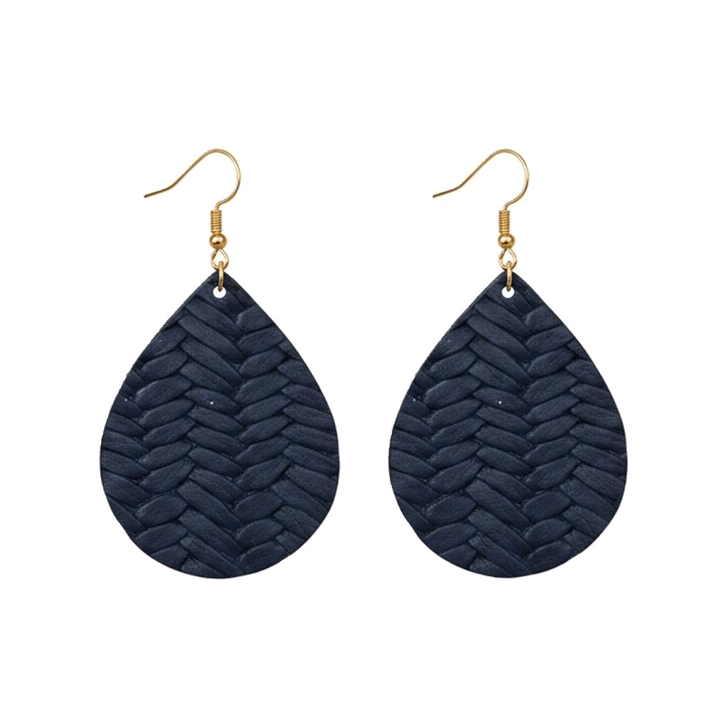 Blue Italian Fishtail Teardrop Leather Earrings