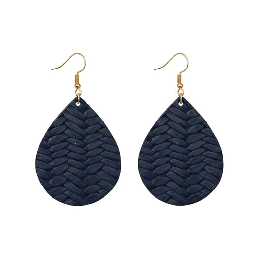 Blue Italian Fishtail Teardrop Leather Earrings