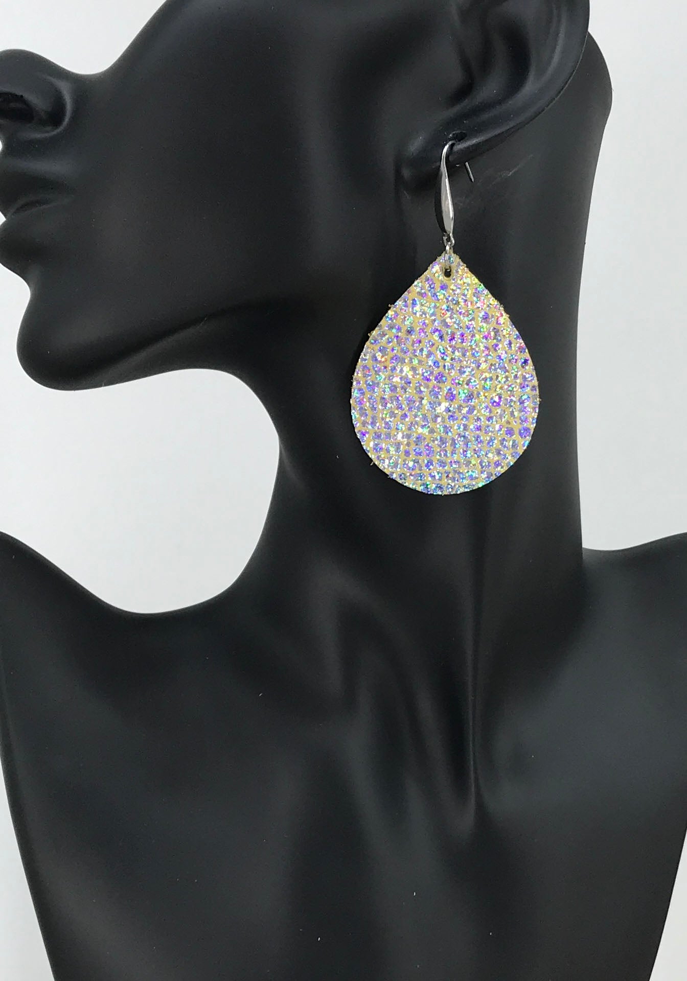 Silver Halo on Banana Leather Earrings - E19-1226