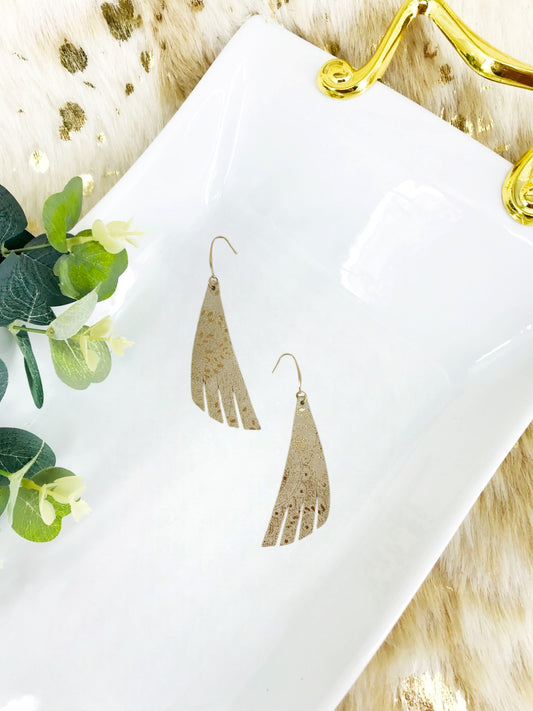 Gold on Beige Metallic Leather Earrings - E19-1227