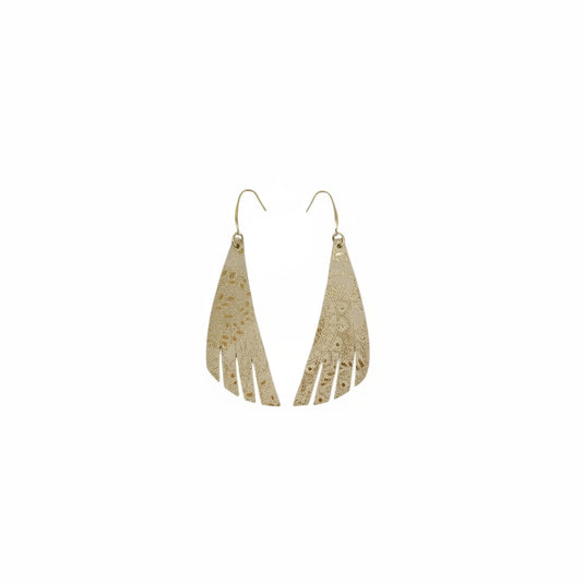 Paisley Love Gold Fringe-Cut Leather Earrings