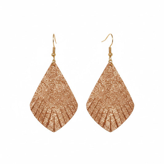 Rose Gold Copper Fringe Leather Earrings