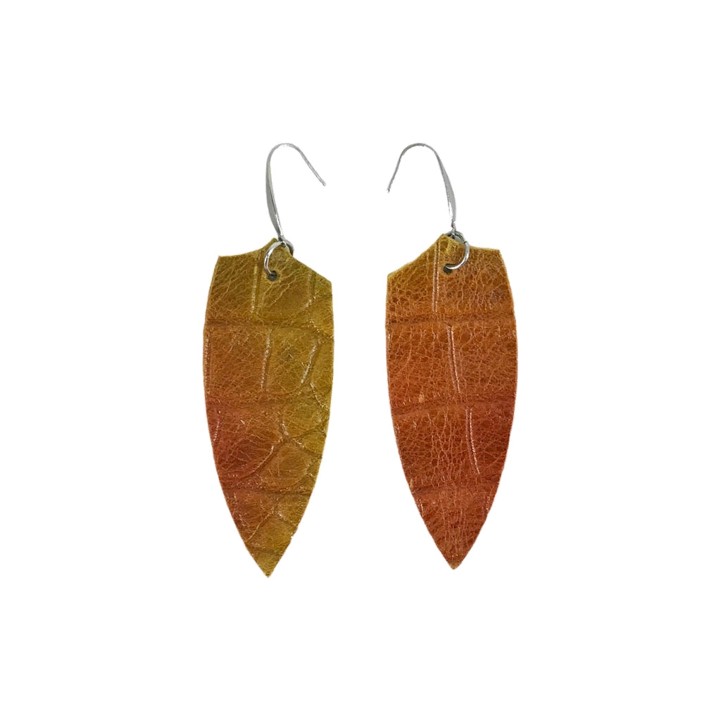 Sunset Croco Leaf Drop Earrings