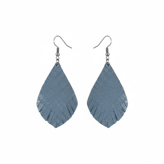 Iceberg Dazzle Fringe Teardrop Leather Earrings