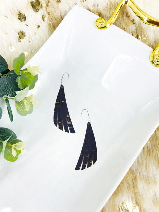 Navy Cork Leather Earrings - E19-1244