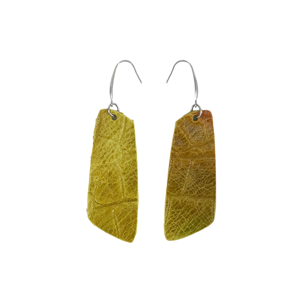 Golden Olive Croco Bar Earrings