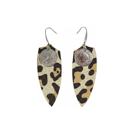 Almond Cheetah Shield Drop Earrings
