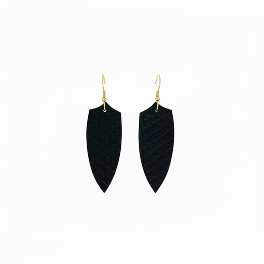 Matte Black Snake Leather Earrings