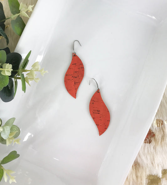 Salmon Cork Leather Earrings - E19-1255