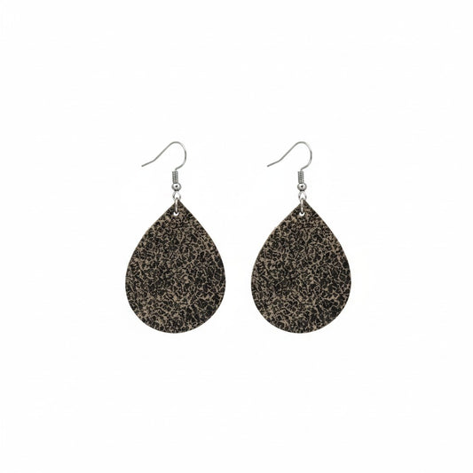 Distressed Brown Crazy Horse Teardrop Leather Earrings