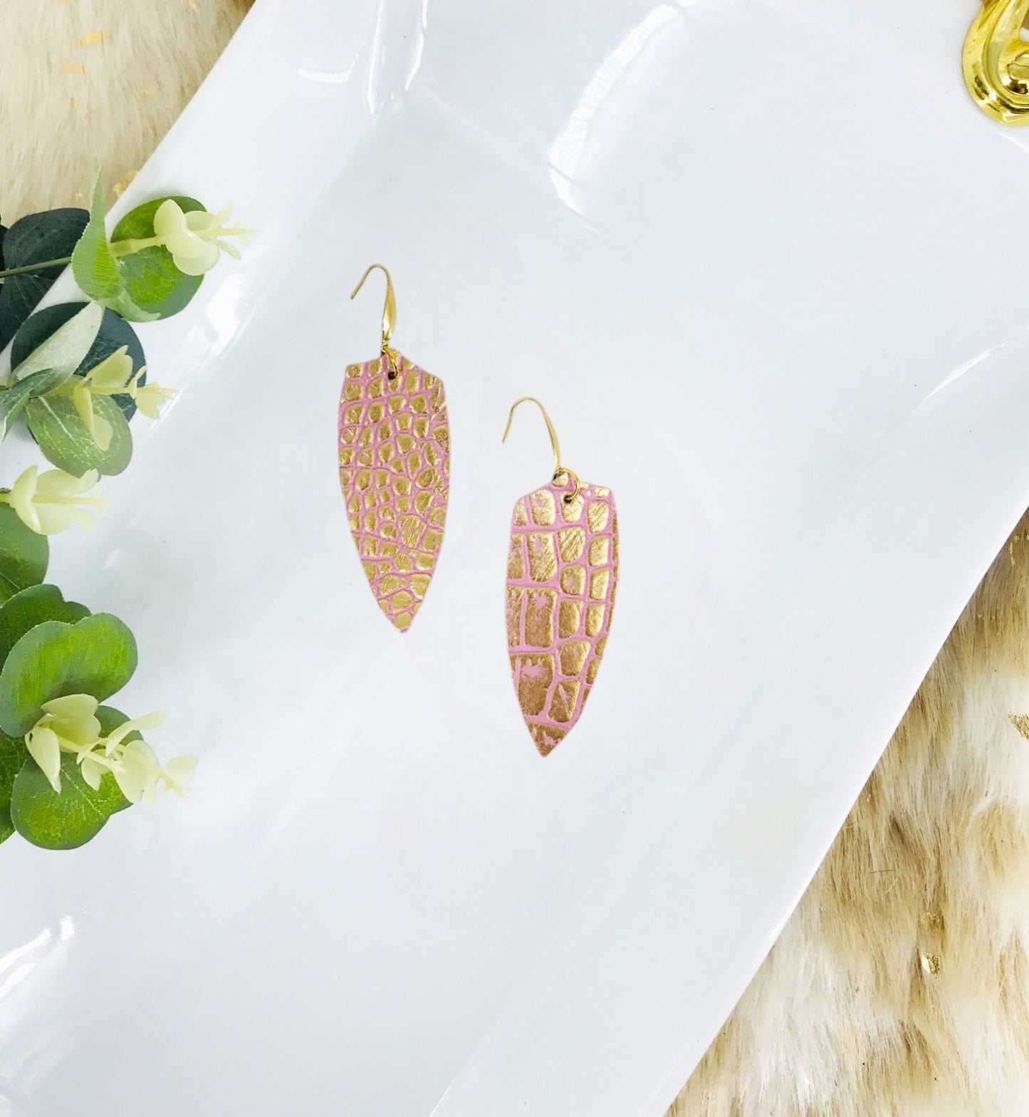 Pink Genuine Leather Earrings - E19-1261