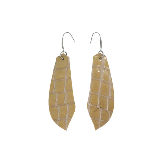 Mocha Croc Leaf Drop Earrings