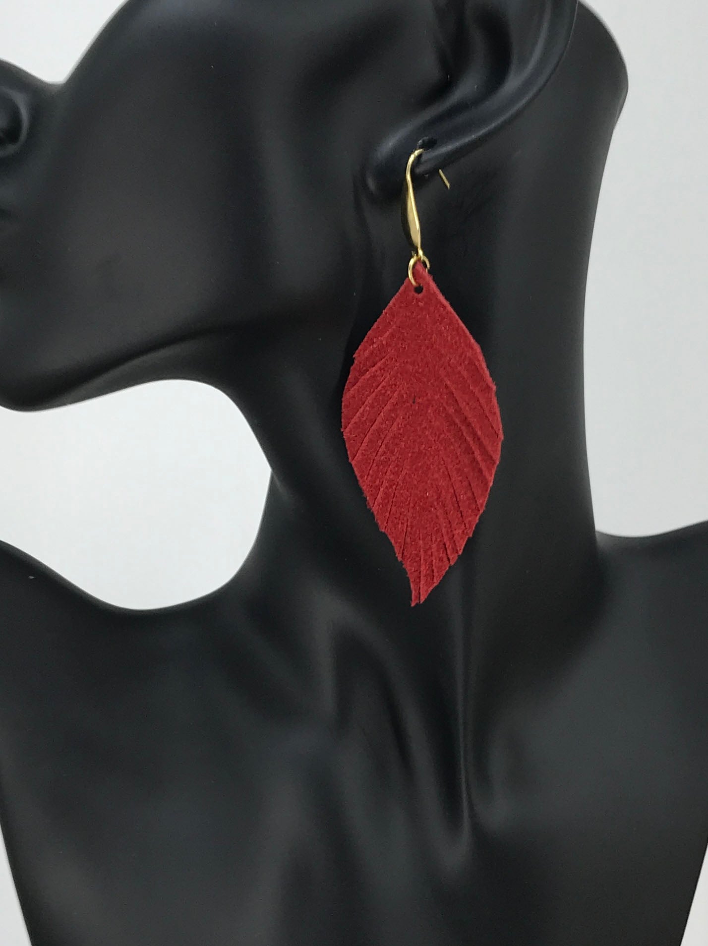 Red Suede Leather Earrings - E19-1280