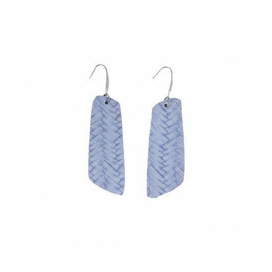 Lavender Haze Fishtail Angled Bar Leather Earrings