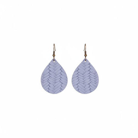 Lavender Haze Braided Fishtail Teardrop Leather Earrings