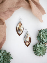 Load image into Gallery viewer, Brown and Textured Floral Snake Leather Earrings - E19-1319