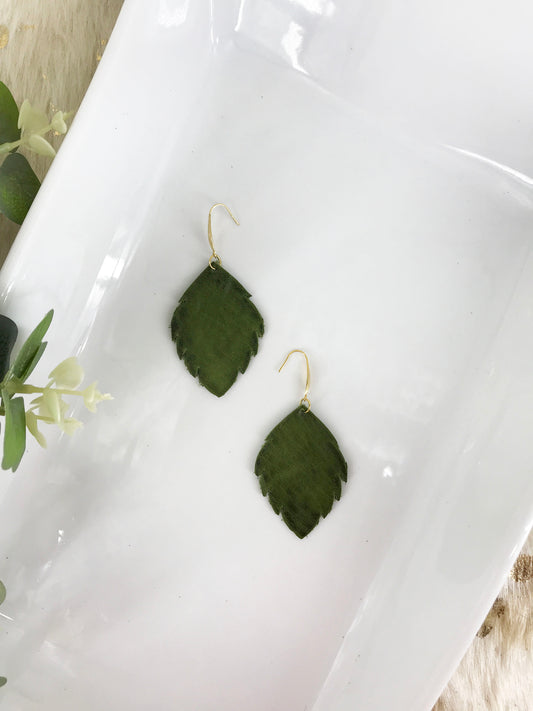 Green Genuine Leather Earrings - E19-1323