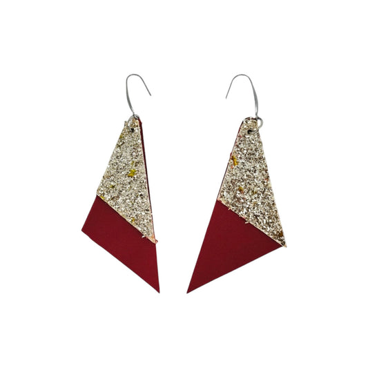 Cranberry Gold Angle Earrings