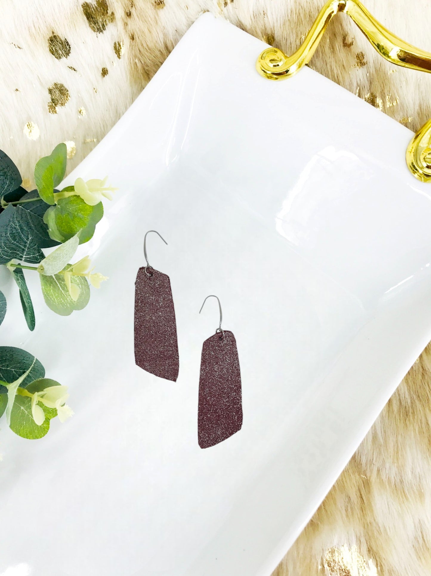 Dark Raspberry Dazzle Leather Earrings - E19-1335