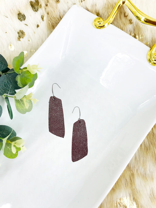 Dark Raspberry Dazzle Leather Earrings - E19-1335