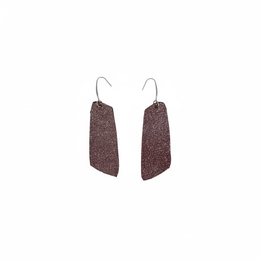 Dark Raspberry Dazzle Angled Bar Leather Earrings
