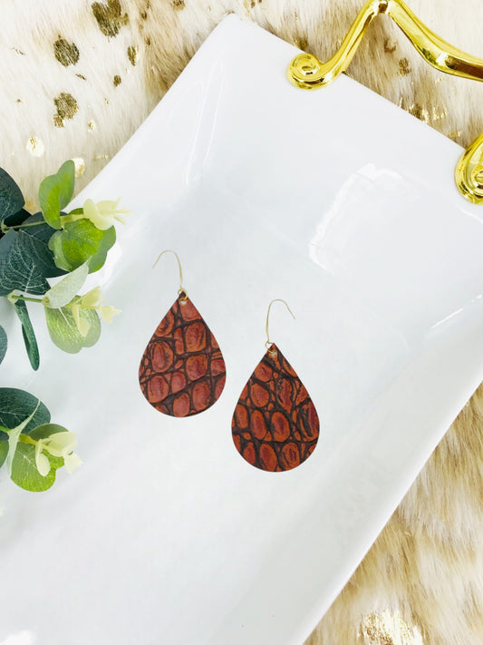 Burnt Orange Alligator Leather Earrings - E19-1349