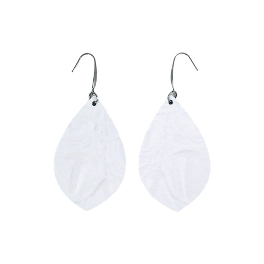 White Leaf Drop Earrings