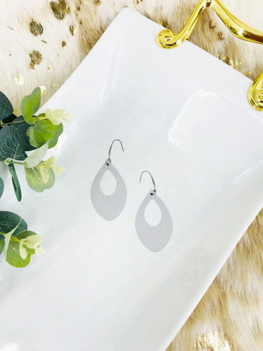 Metallic Silver Genuine Leather Earrings - E19-1358