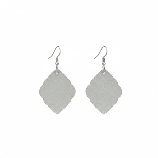 Metallic Silver Scalloped Leather Earrings