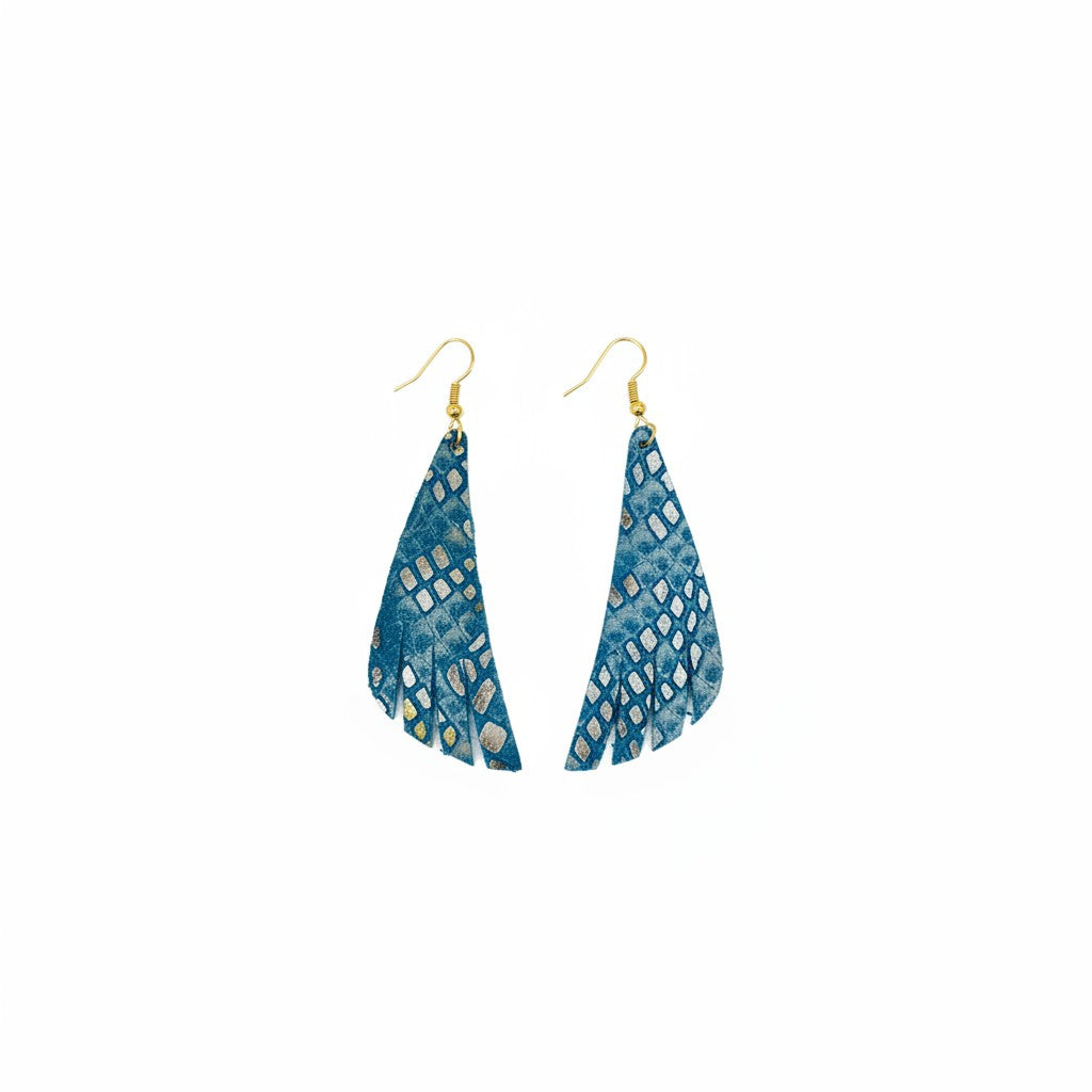 Turquoise Mystic Fringe Leather Earrings