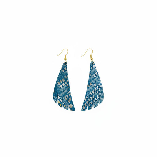 Turquoise Mystic Fringe Leather Earrings