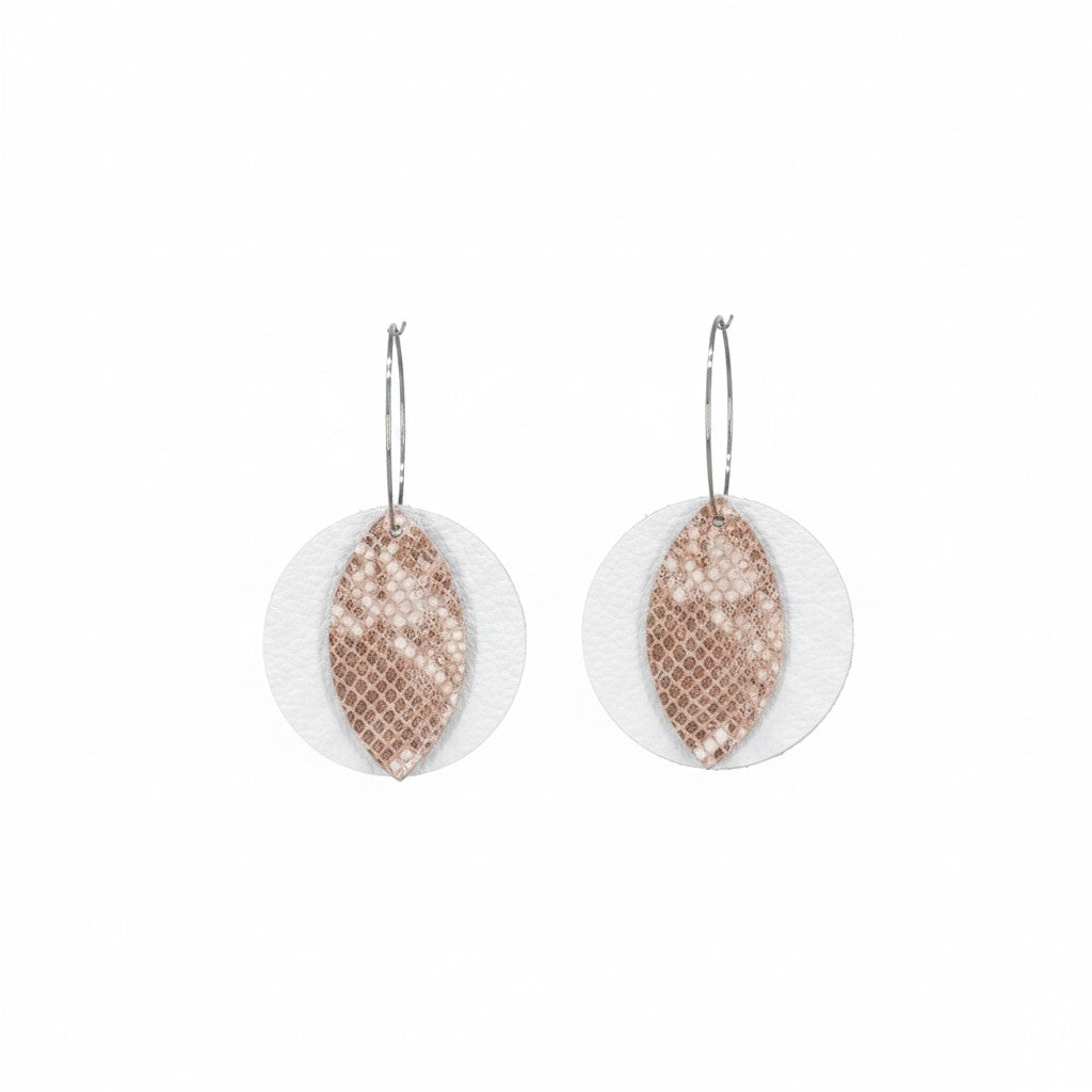 White Rose Gold Snake Hoop Earrings
