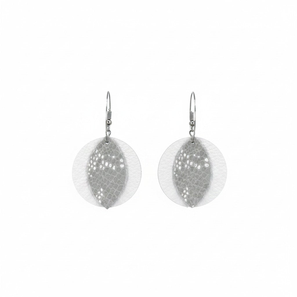 White and Gray Snake Hoop Earrings