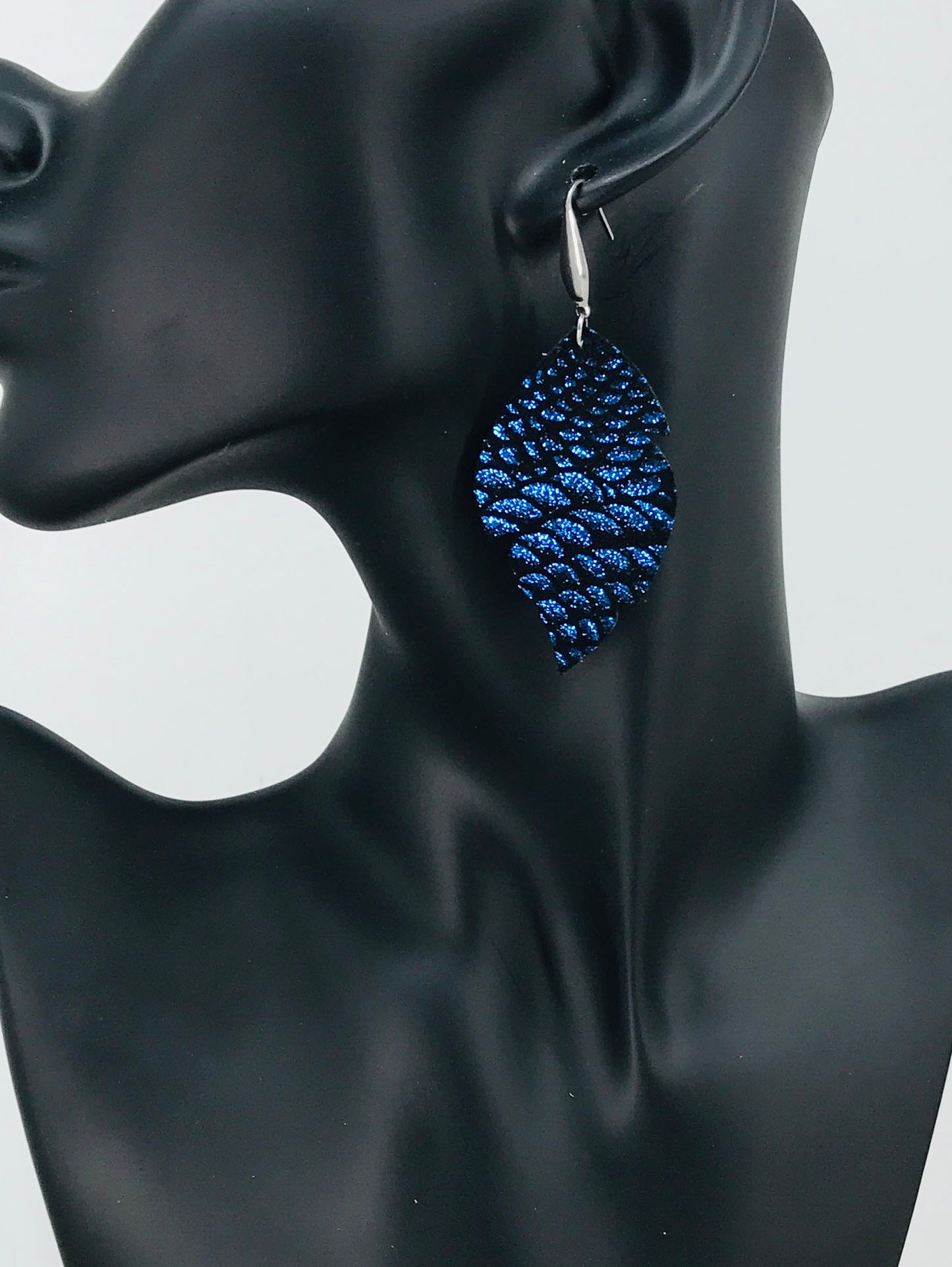 Royal Blue Metallic Leather Earrings - E19-1394