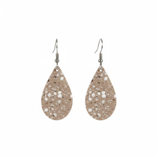 Taupe Stingray Teardrop Leather Earrings