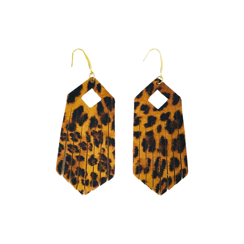 Tiger’s Eye Leopard Cutout Statement Earrings