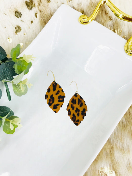 Tigers Eye Cheetah Print Leather Earrings - E19-1417