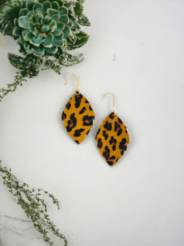 Tigers Eye Cheetah Print Leather Earrings - E19-1417