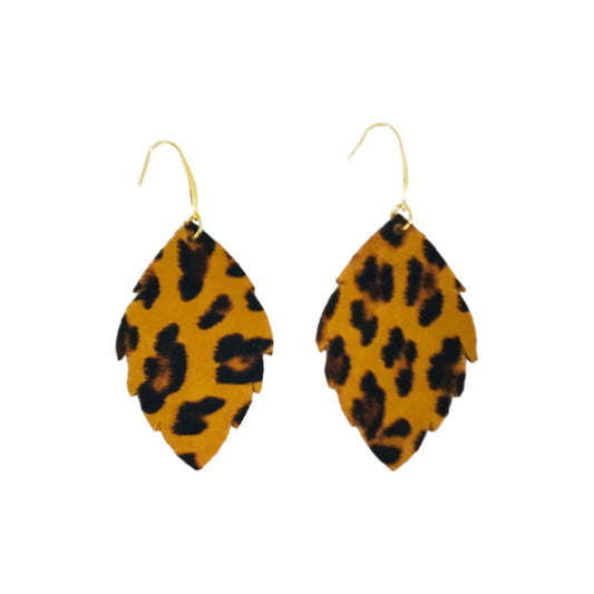 Tiger’s Eye Leopard Leaf Earrings