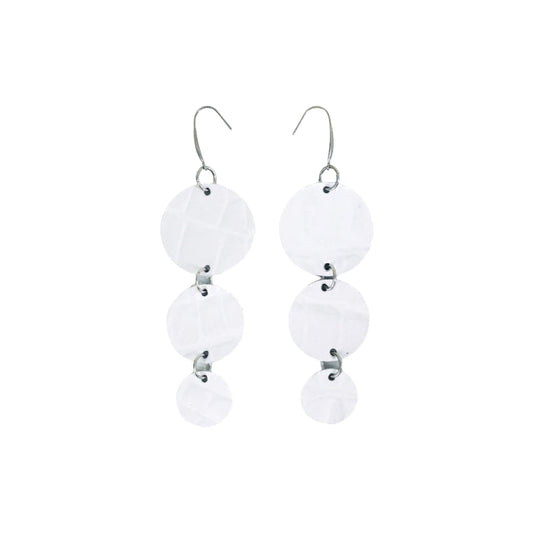 White Embossed Tiered Drop Earrings